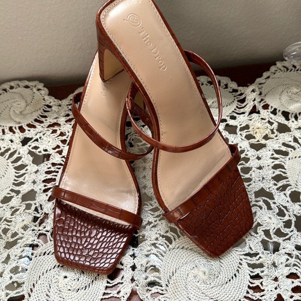 The drop, two strap slip on heels. 8